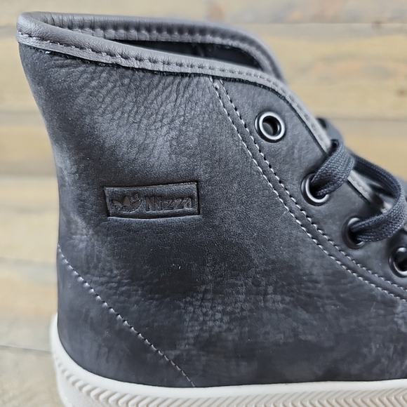 adidas Nizza 2 Lea Men's Originals Leather High Tops Carbon/ White - Picture 10 of 12